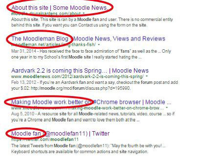 Oodles of free promotions. Moodle fan sites spring up in SERP.