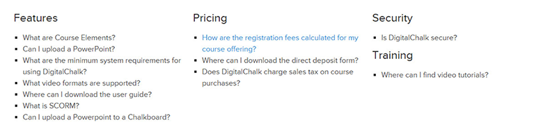 Here, digitalChalk makes their pricing details clear with a FAQ
