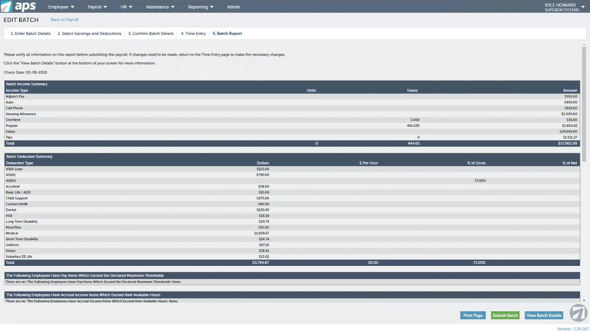 APS Payroll and HR Dashboard
