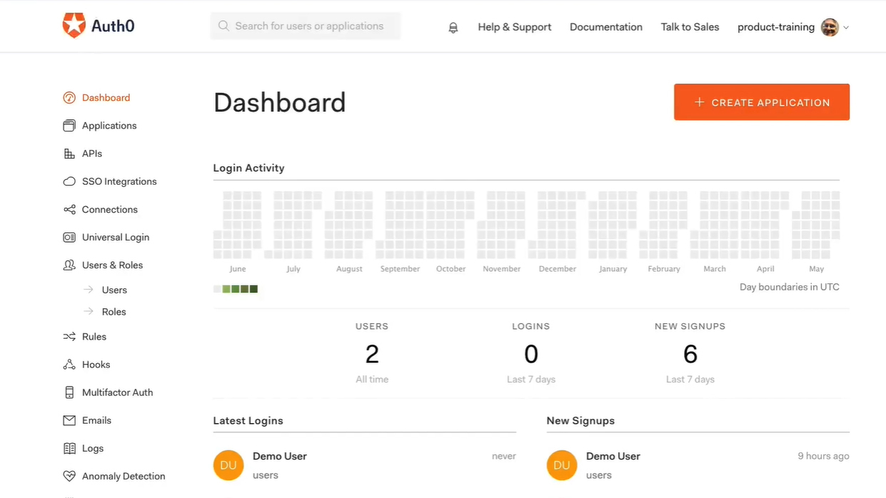 Auth0 dashboard