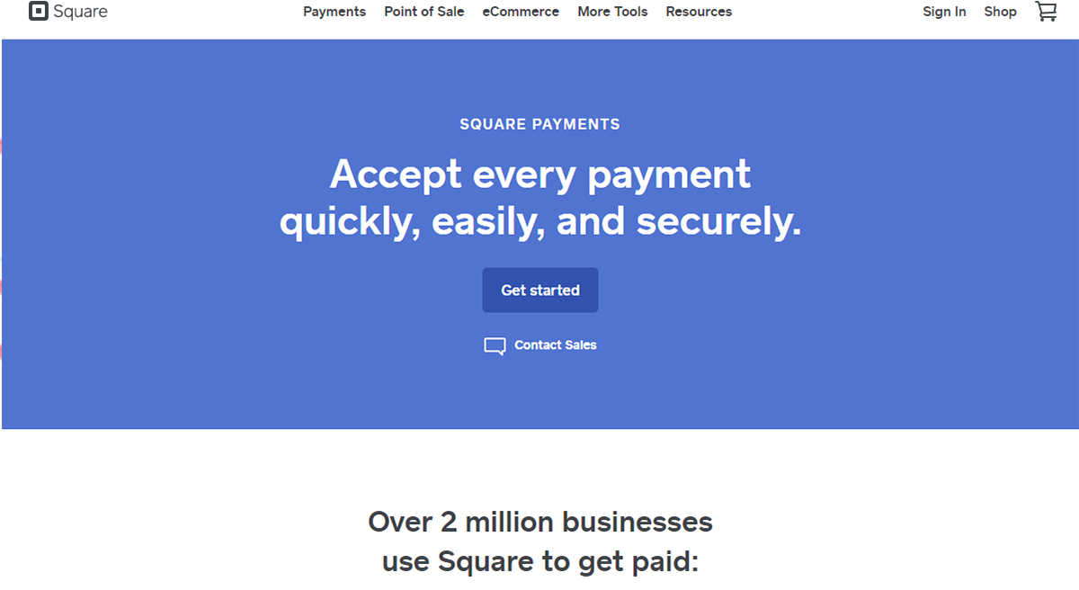 Square Payments dashboard