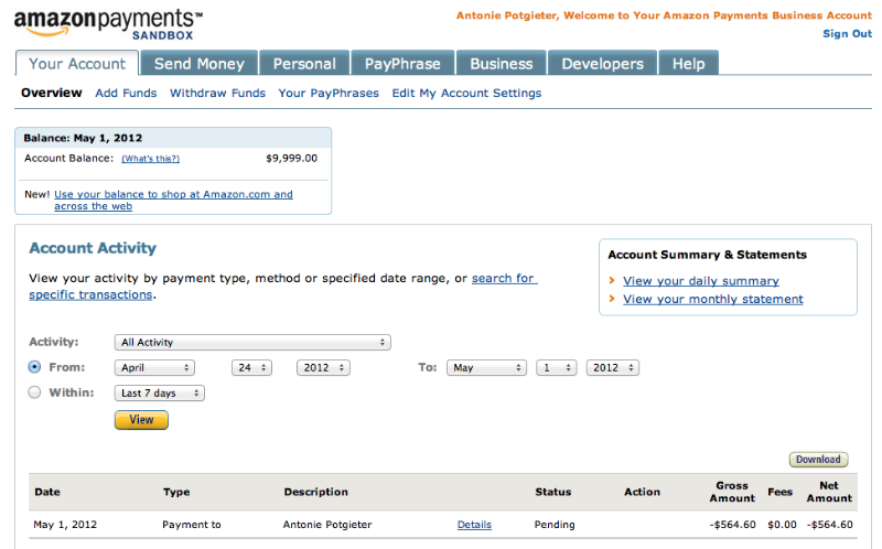 Amazon Payments Review Pricing Pros Cons Features CompareCamp Com   Amazon Payments Dashboard 