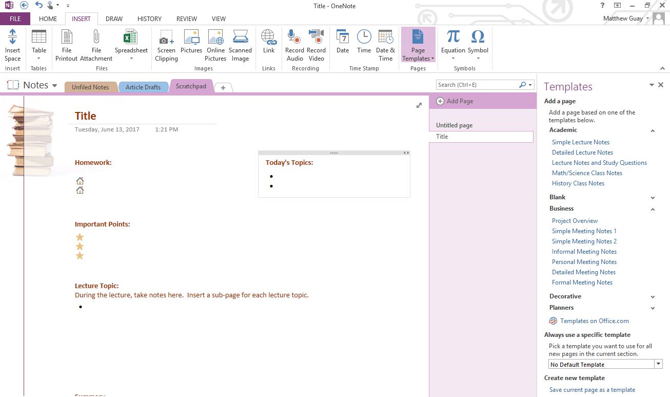 Does Onenote Have Templates