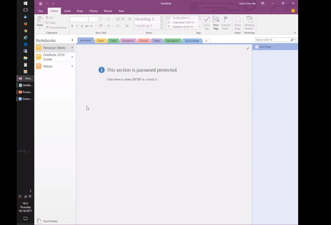 quick notes onenote