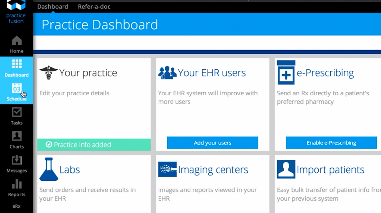 Practice Fusion dashboard | CompareCamp.com