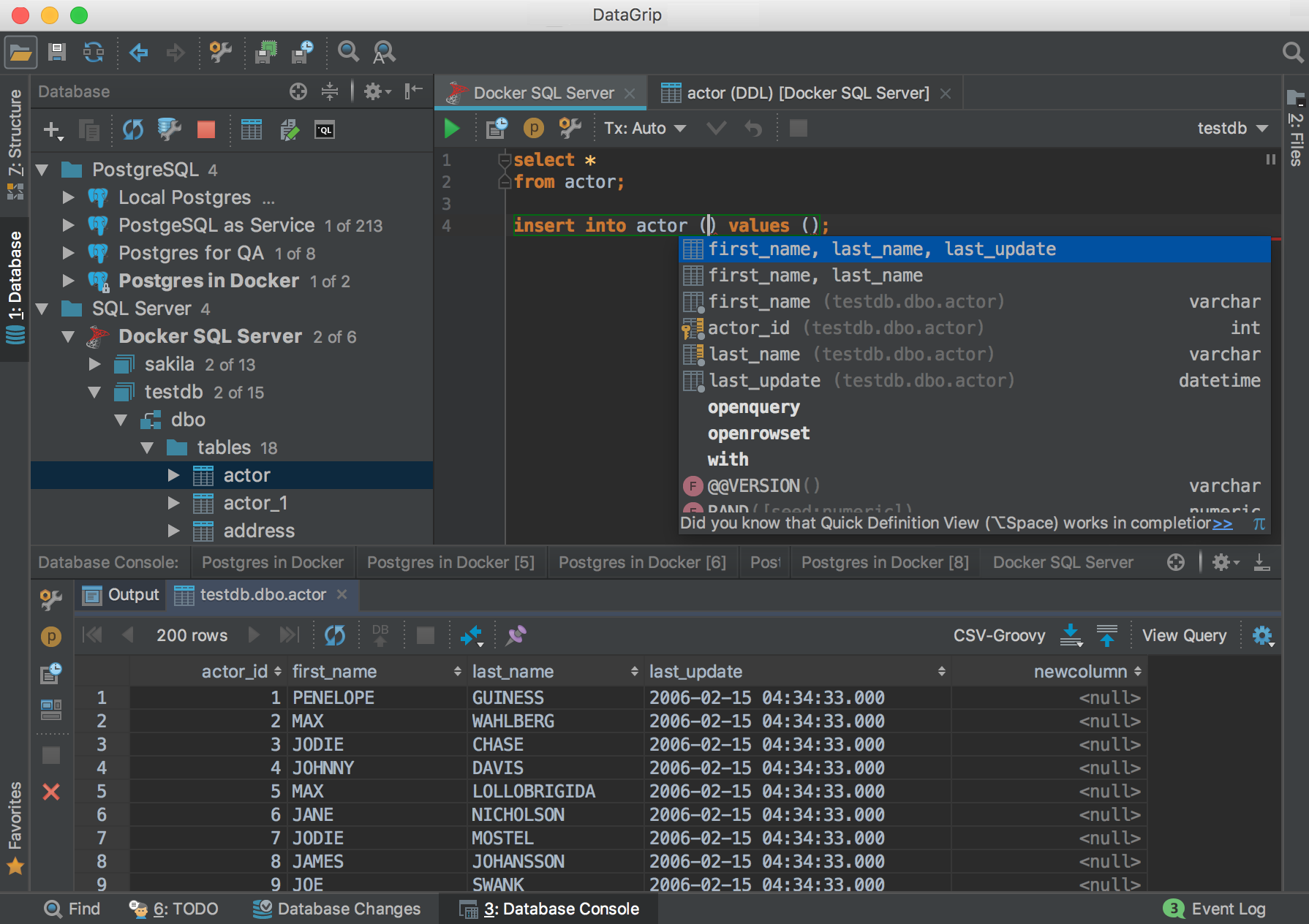 datagrip query parameters