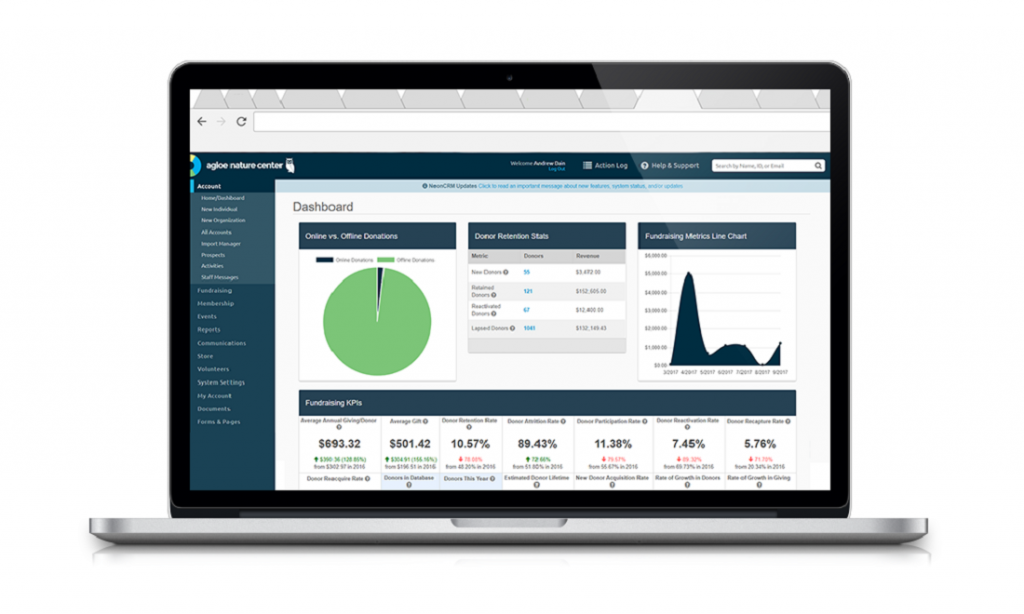 Neon CRM dashboard