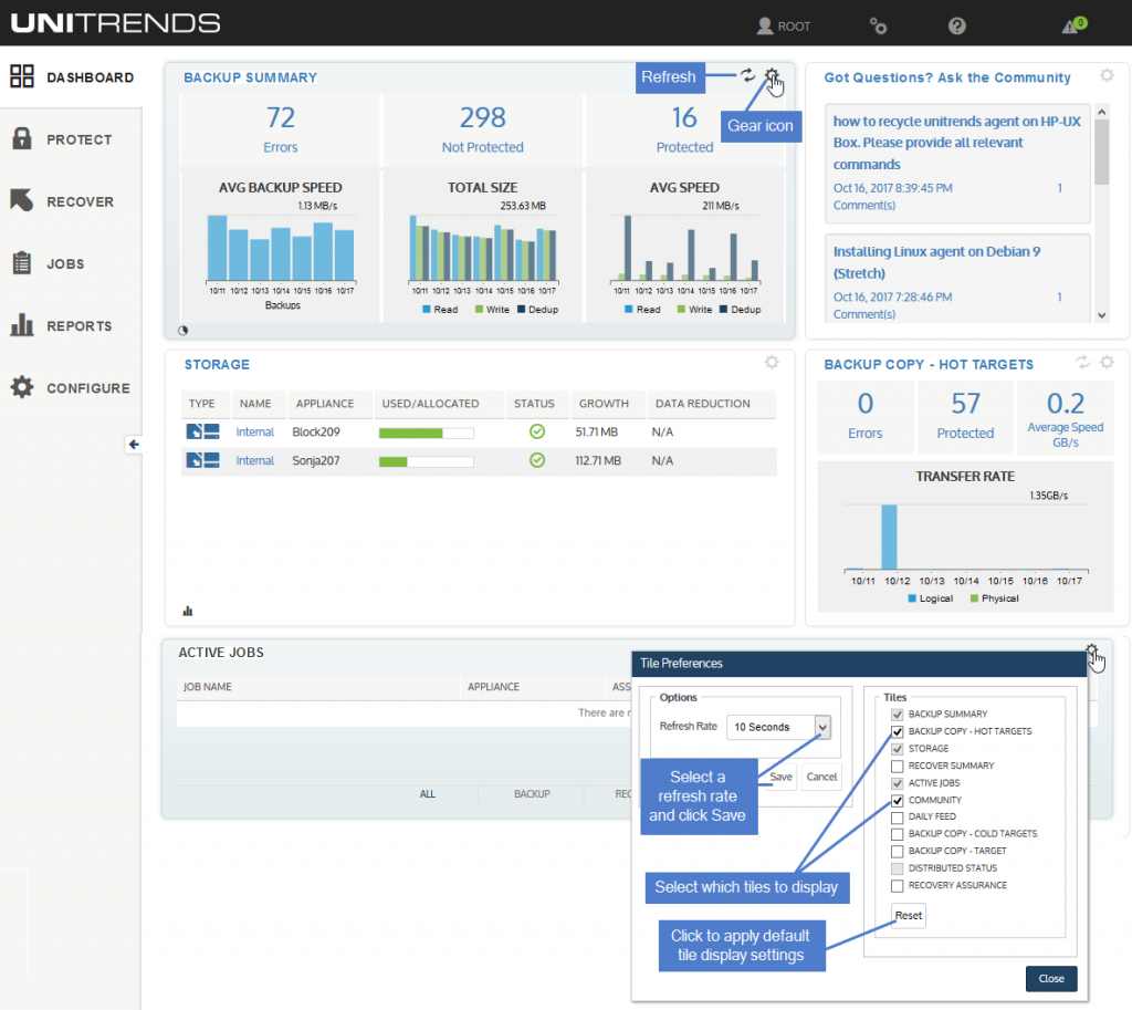 Unitrends dashboard | CompareCamp.com