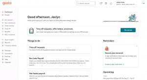 Gusto dashboard