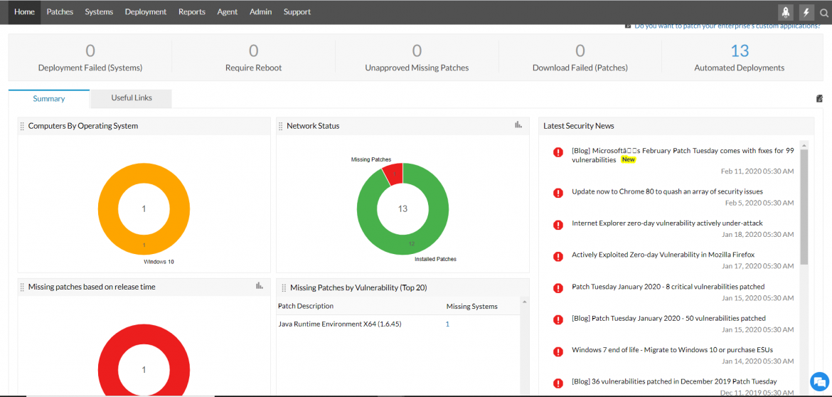 Patch Manager Plus dashboard | CompareCamp.com