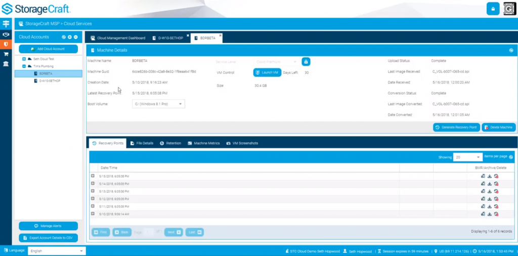 StorageCraft ShadowProtect 5 dashboard | CompareCamp.com