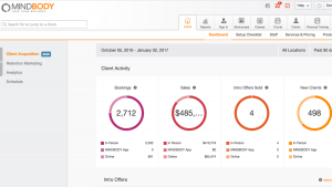 Mindbody dashboard