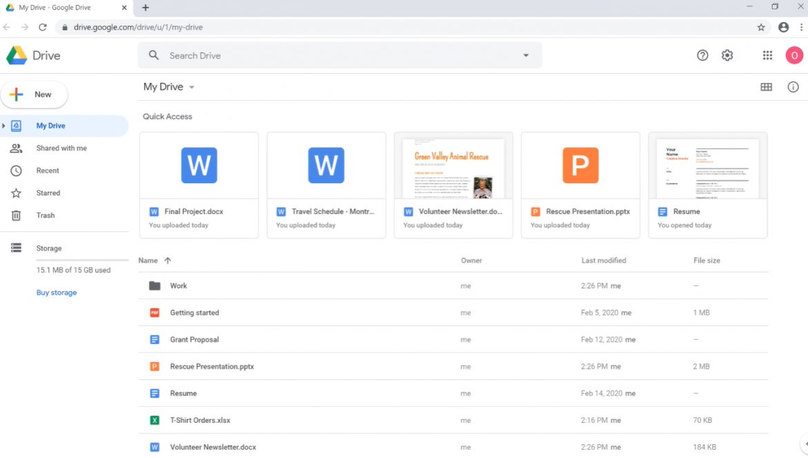 Google Drive Dashboard