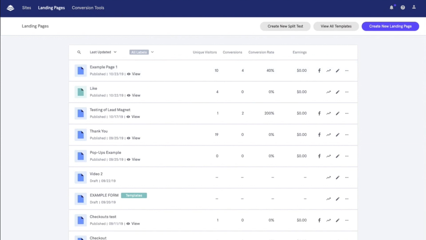 LeadPages Dashboard