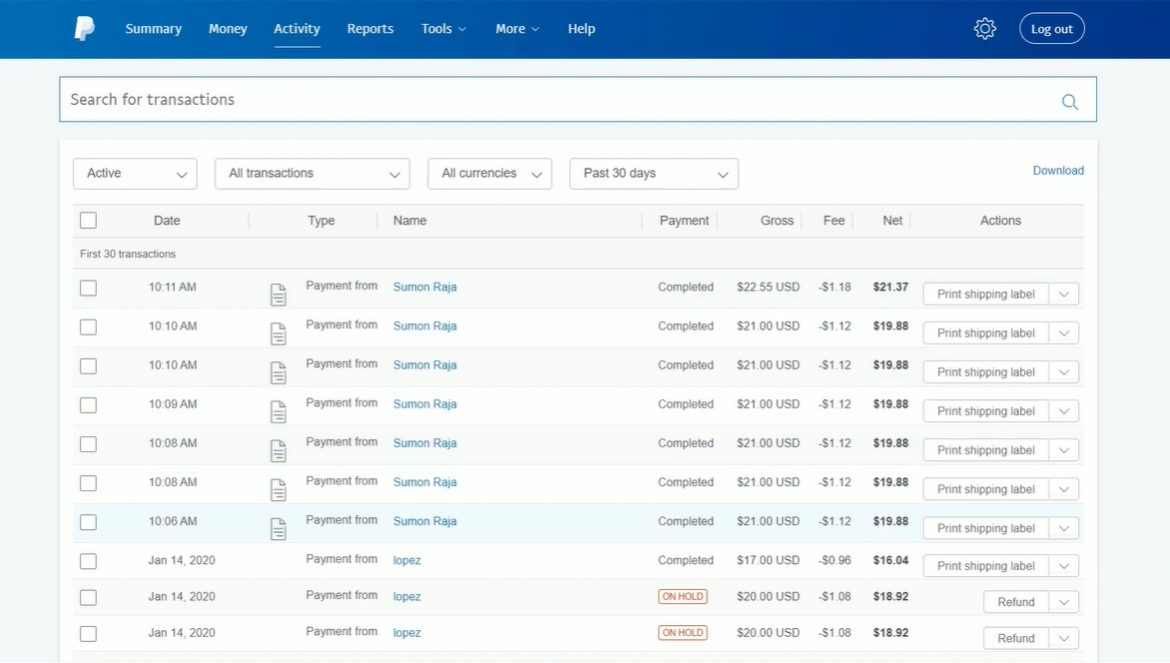 PayPal Dashboard | CompareCamp.com