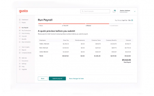 Gusto Payroll dashboard