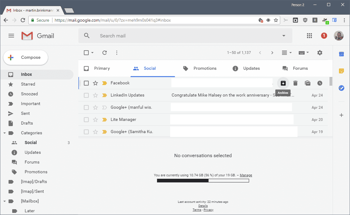 gmail dashboard.
