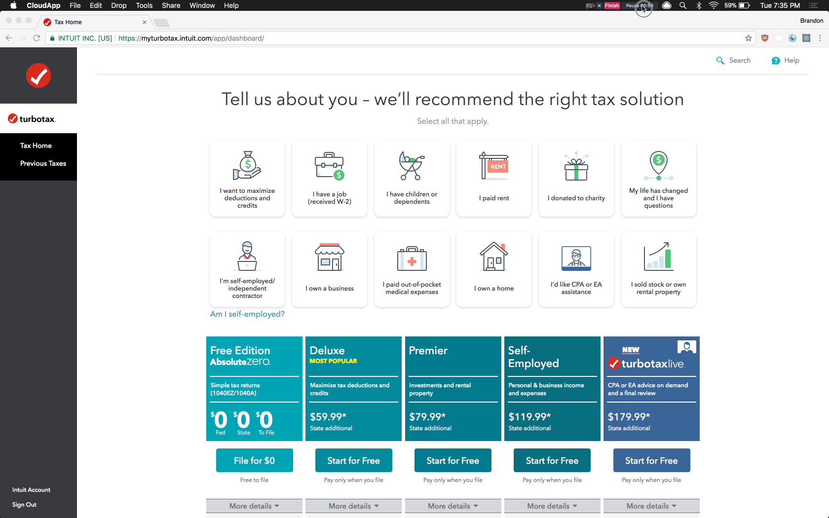 turbotax calculator with hybrid credit